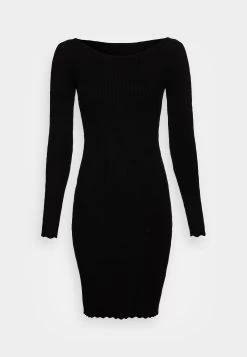 Anna Field 31 Anna Field Boat Ausschnitt Mini Strickkleid Mit Geschweiften Rändern - Robe Pull - Black